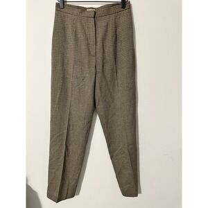 LL Bean Women's Wool Blend Houndstooth Trousers Pants Size 6 Regular Tan‎ Brown